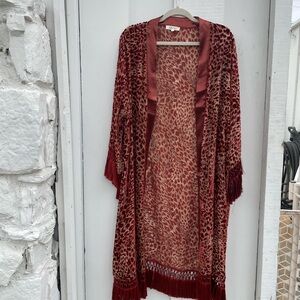 Red Tunic with Long Sleeves and Open Front